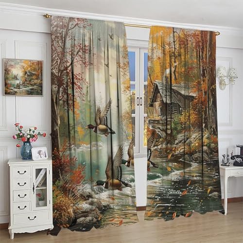 Autumn jungle duck blackout curtains 63 inch — photo 3