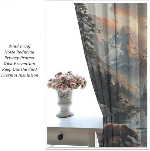 Watercolor forest animals river curtain 63 inch — photo 5