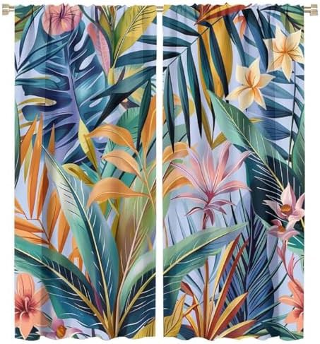 Jungle plant palm leaf blackout curtains 54 inch