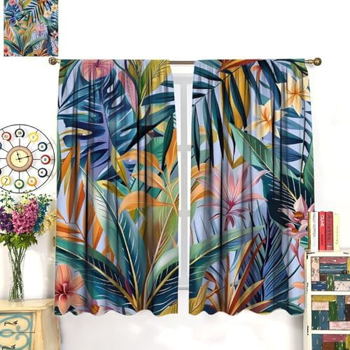 Jungle plant palm leaf blackout curtains 54 inch — photo 3