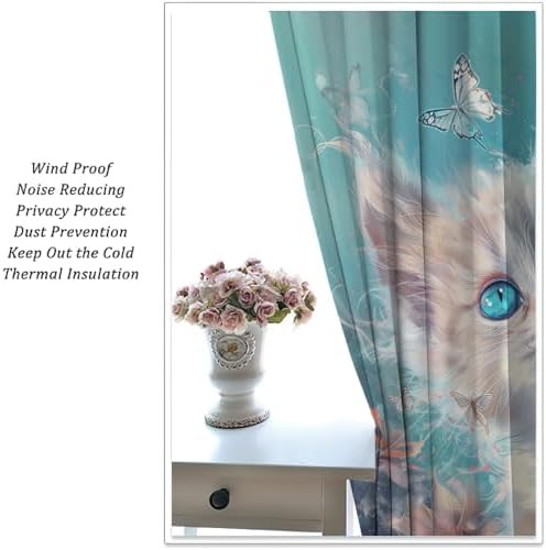 Abstract cat graffiti flower watercolor curtain 72 inch — photo 5