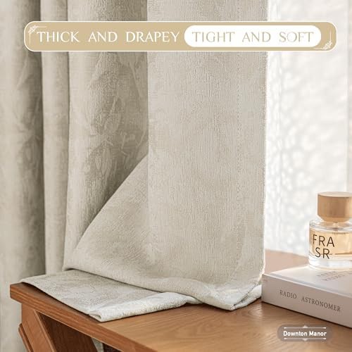 Beige floral jacquard blackout curtains 84 in — photo 5