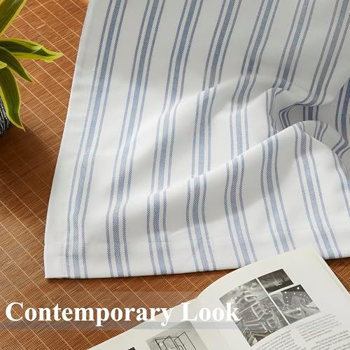 Blue striped back tab blackout curtain — photo 4