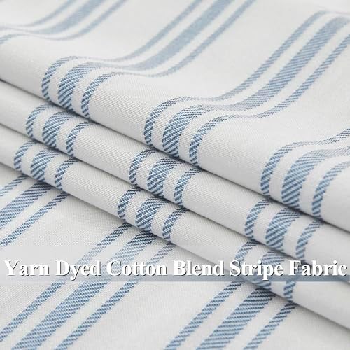 Blue striped back tab blackout curtain — photo 5