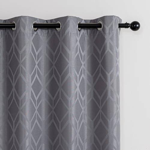 Grey jacquard grommet blackout curtains 63 in — photo 4