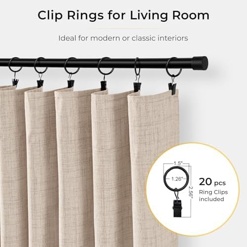 Oatmeal linen textured sliding door blackout curtains — photo 3