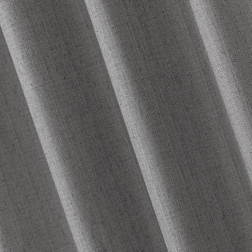 Grey faux linen grommet blackout curtains 63 in — photo 3