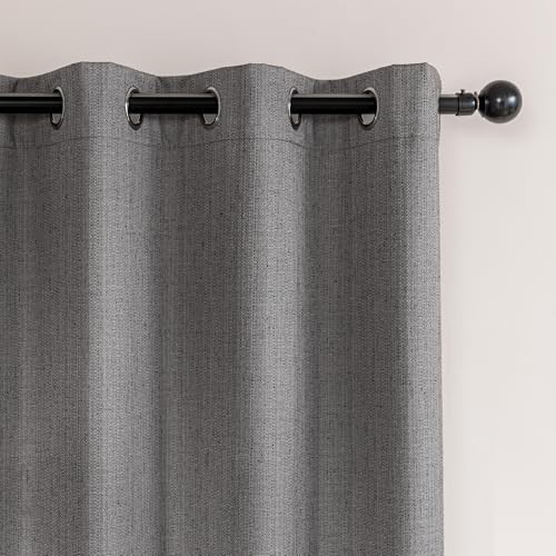 Grey faux linen grommet blackout curtains 63 in — photo 4