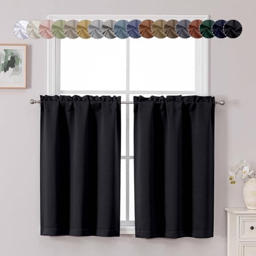 Short black blackout curtains 36 inch length