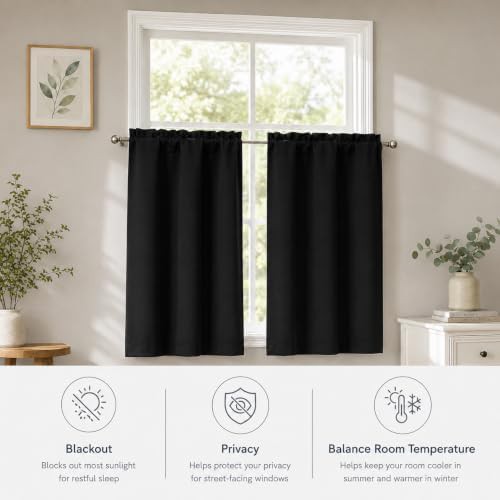 Short black blackout curtains 36 inch length — photo 4