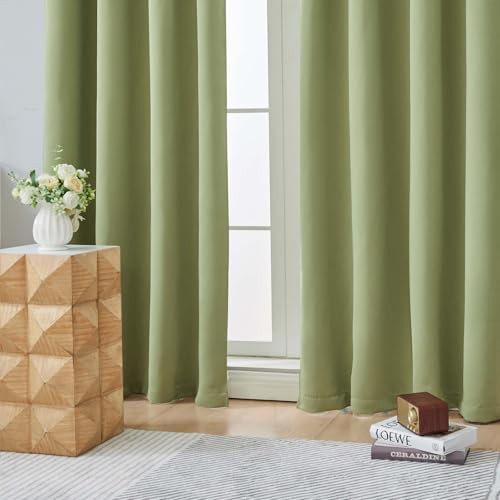 Sage green thermal bedroom blackout curtains 63 inch — photo 4