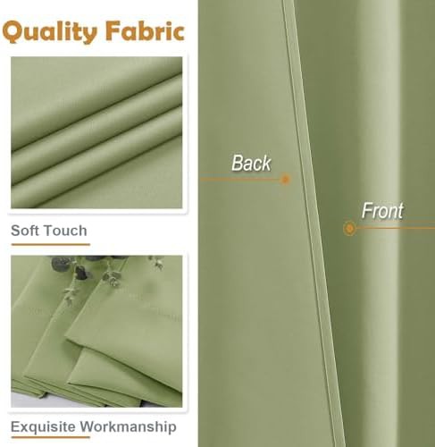 Sage green thermal bedroom blackout curtains 63 inch — photo 5