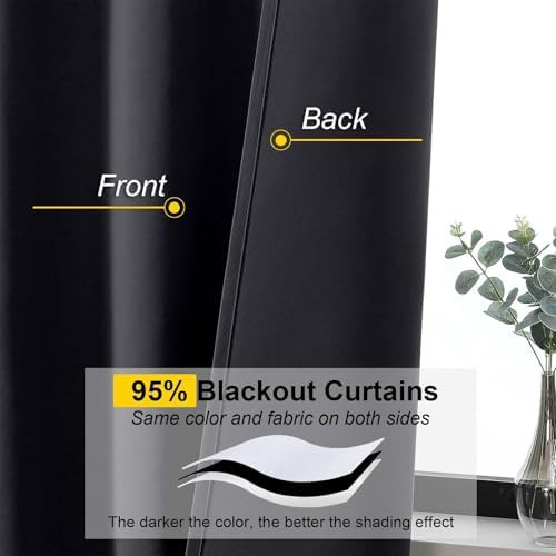 Welvetblk black blackout curtains 84 inch — photo 3
