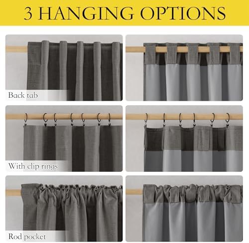 Grizzle gray linen total blackout curtains 90 in — photo 3