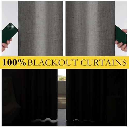 Grizzle gray linen total blackout curtains 90 in — photo 4