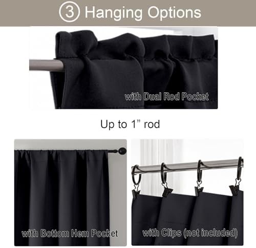 Short black tier kitchen blackout curtains — photo 5