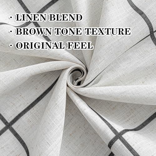 Black linen windowpane farmhouse curtains — photo 4