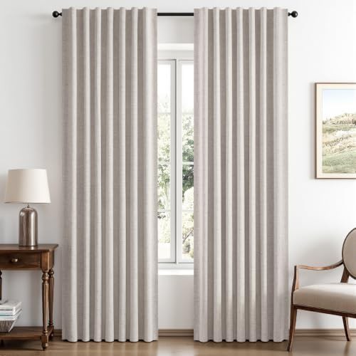 Ivory total blackout linen curtain 84 inch