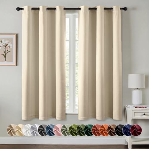 Cream beige grommet curtain 63 in