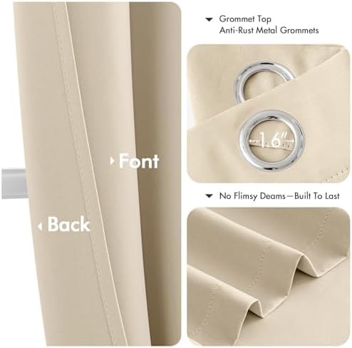 Cream beige grommet curtain 63 in — photo 4