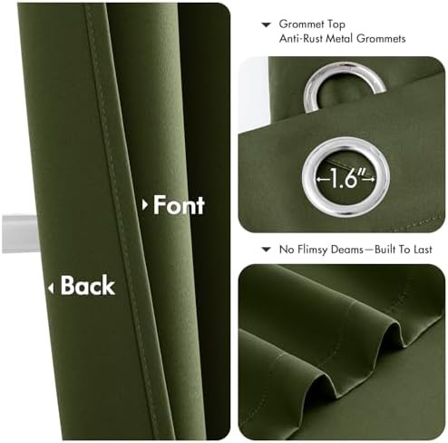 Olive green grommet curtain 63 in — photo 4