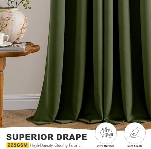 Olive green grommet curtain 63 in — photo 5
