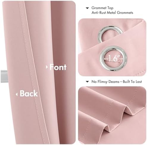 Pink grommet bedroom curtains 36 in — photo 5
