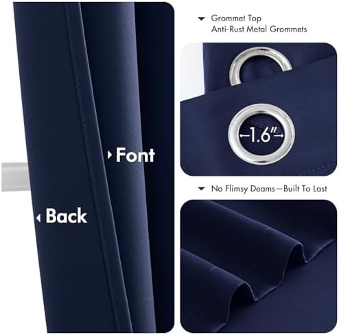 Navy blue grommet curtain 63 in — photo 4
