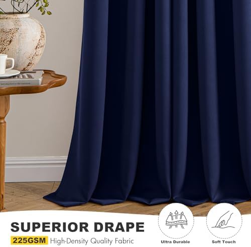 Navy blue grommet curtain 63 in — photo 5