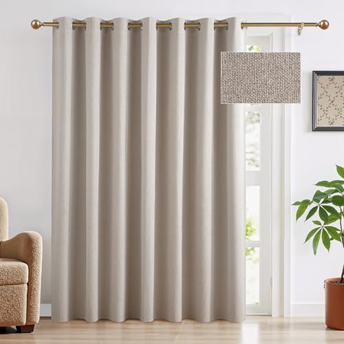 Total blackout linen sliding glass door curtain