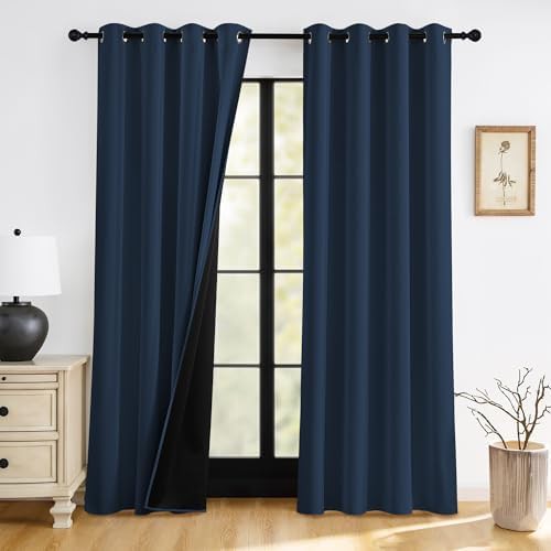 Navy blue 84 inch total blackout curtain