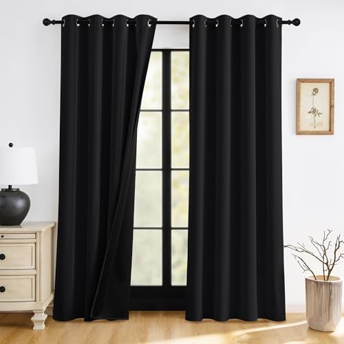Black 84 inch total blackout bedroom curtain