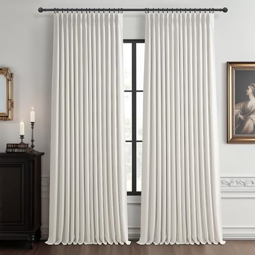 100% Blackout Linen 96 Inch Curtains 2 Panel Set for Bedroom