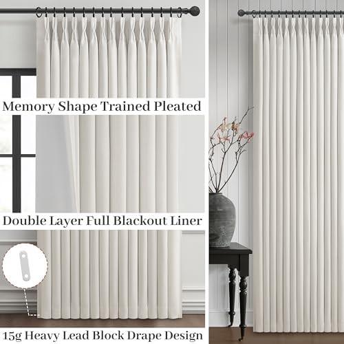 100% Blackout Linen 96 Inch Curtains 2 Panel Set for Bedroom — photo 3