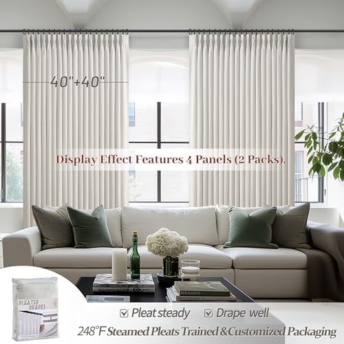 100% Blackout Linen 96 Inch Curtains 2 Panel Set for Bedroom — photo 4