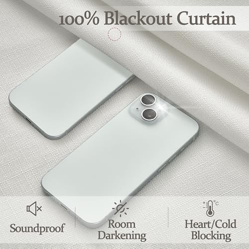 100% Blackout Linen 96 Inch Curtains 2 Panel Set for Bedroom — photo 5