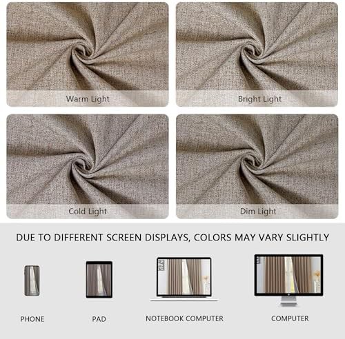 Beige faux linen total blackout curtain — photo 5