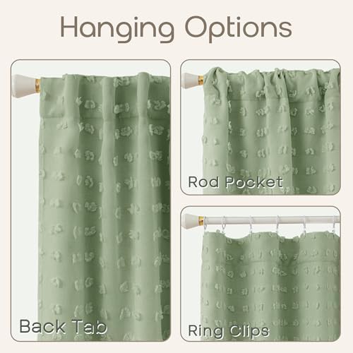 Sage green boho pom pom blackout curtain 63 in — photo 4