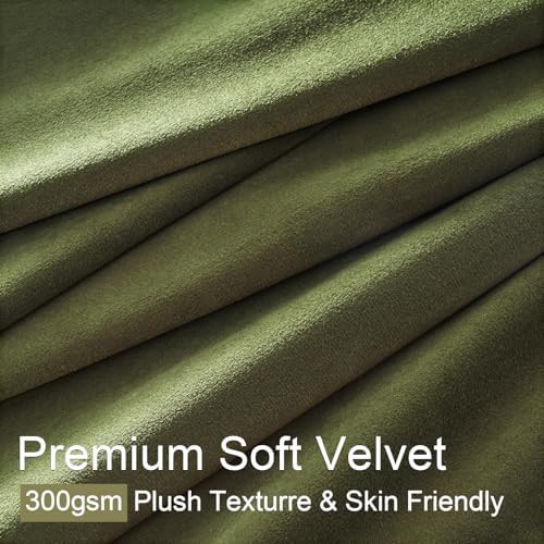 Olive green velvet pinch pleated curtains 84 inch — photo 3