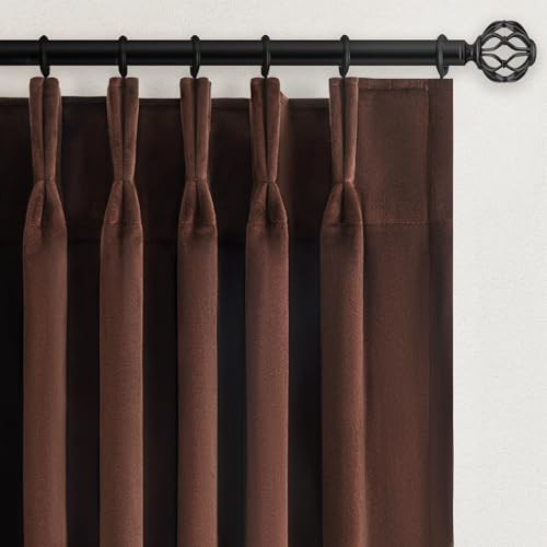 Terracotta velvet pinch pleated blackout curtains 96 inch