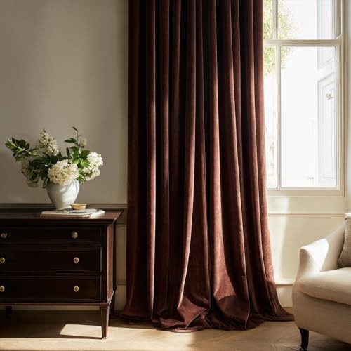 Terracotta velvet pinch pleated blackout curtains 96 inch — photo 5