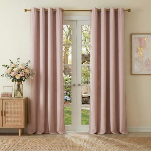 Dusty pink velvet girls room blackout curtains