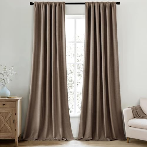 Dutch cocoa total blackout linen curtain 90 in