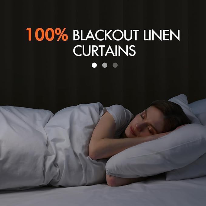 Dutch cocoa total blackout linen curtain 90 in — photo 3