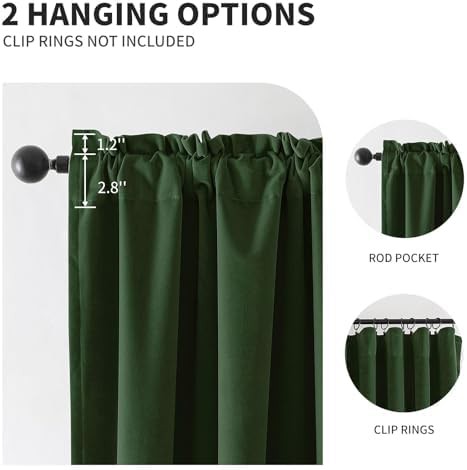 Dark olive green velvet 84 inch curtain — photo 3