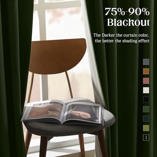 Dark olive green velvet 84 inch curtain — photo 4
