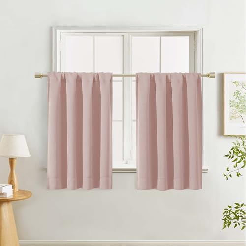 Pink thermal insulated kitchen curtains 36 in