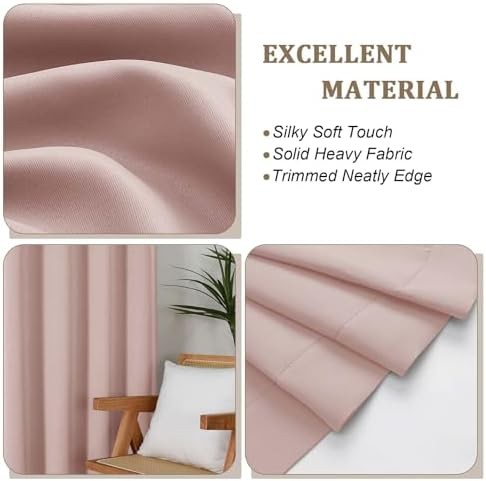 Pink thermal insulated kitchen curtains 36 in — photo 3