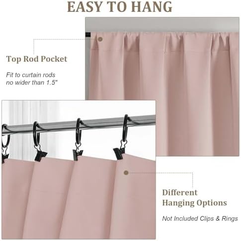 Pink thermal insulated kitchen curtains 36 in — photo 4