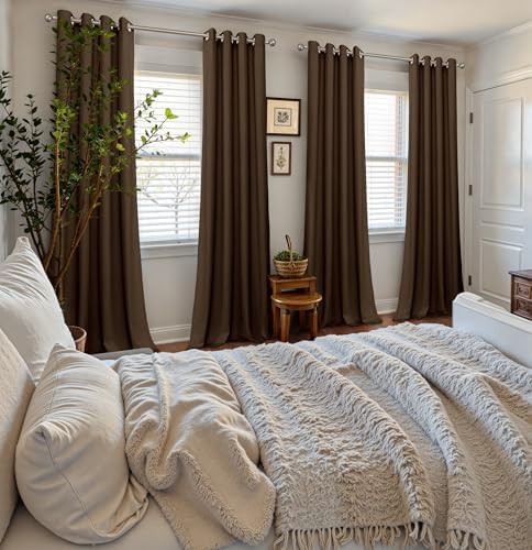 YoungsTex brown velvet living room blackout drapes — photo 3